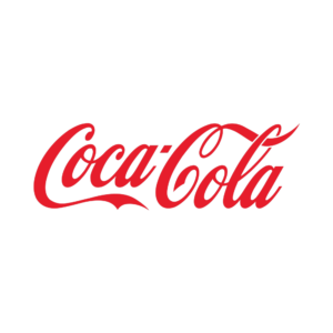 Logotipo vermelho da Coca-Cola sobre fundo branco.
