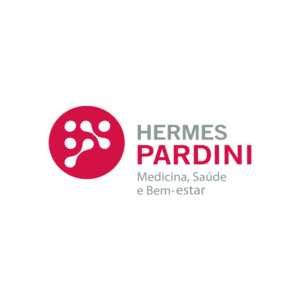 Logotipo Hermes Pardini com a frase Medicina, Saúde e Bem-estar.
