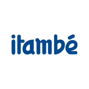 Logotipo azul da Itambé sobre fundo branco.