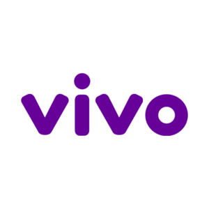 Logotipo roxo da Vivo em fundo branco.