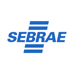 Logotipo azul do Sebrae sobre fundo branco.